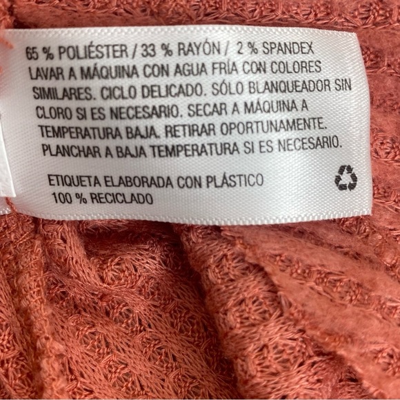 Wild Fable Women’s Hi Lo Tight Waffle Knit Sweater XS Peach Long Sleeves V-Neck - Picture 8 of 11